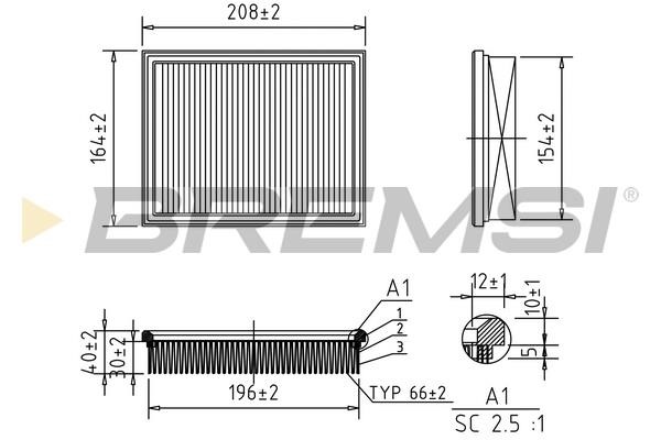 Bremsi FA1250 Air filter FA1250