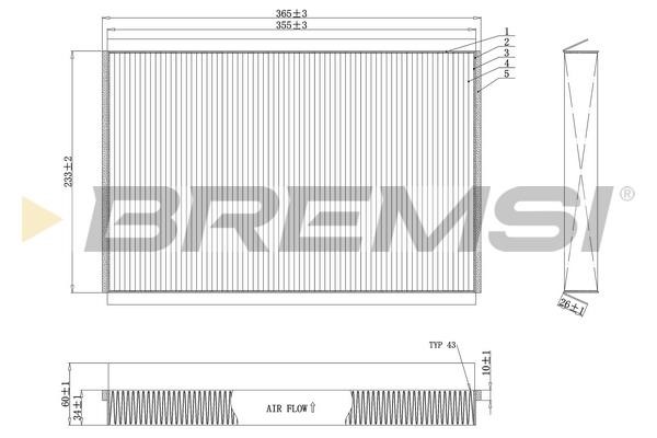 Bremsi FC0857C Filter, interior air FC0857C