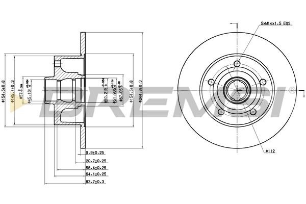 Bremsi CD6830S Rear brake disc, non-ventilated CD6830S