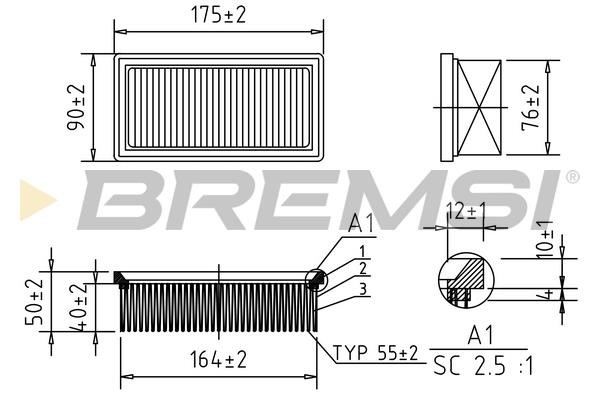 Bremsi FA1388 Air filter FA1388