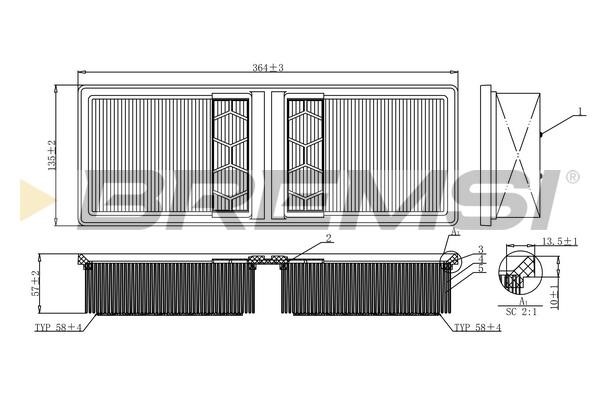 Bremsi FA0554 Air filter FA0554 FA0554 Bremsi Air filter
