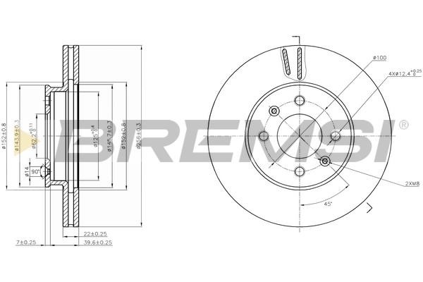 Bremsi CD7603V Front brake disc ventilated CD7603V