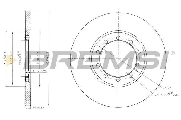 Bremsi CD7537S Rear brake disc, non-ventilated CD7537S