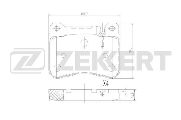 Zekkert BS-1208 Brake Pad Set, disc brake BS1208