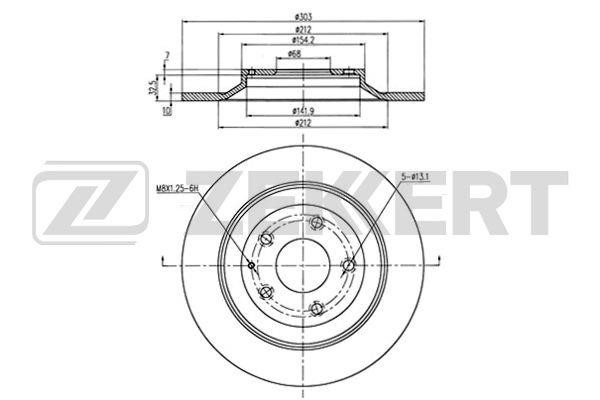 Zekkert BS-5708 Rear brake disc, non-ventilated BS5708