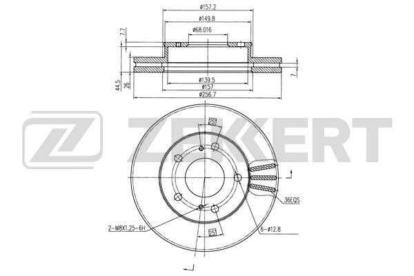 Zekkert BS-5718 Front brake disc ventilated BS5718