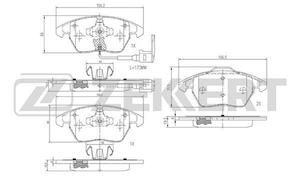 Zekkert BS-1141 Brake Pad Set, disc brake BS1141