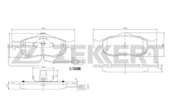 Zekkert BS-1620 Brake Pad Set, disc brake BS1620