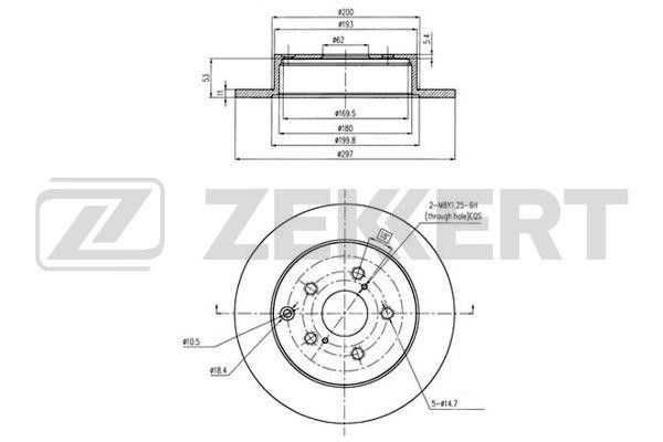 Zekkert BS-5703 Rear brake disc, non-ventilated BS5703