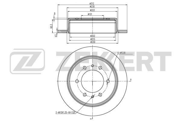 Zekkert BS-5818 Rear brake disc, non-ventilated BS5818