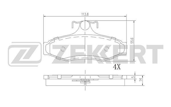 Zekkert BS-1863 Rear disc brake pads, set BS1863