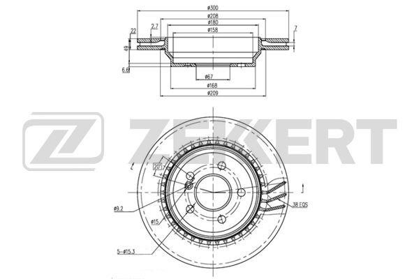 Zekkert BS-5786 Rear ventilated brake disc BS5786