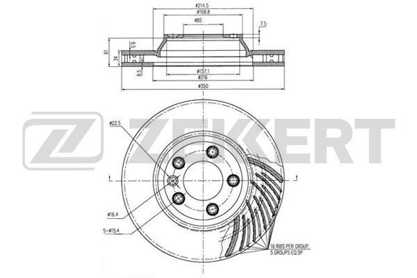 Zekkert BS-5784 Front brake disc ventilated BS5784