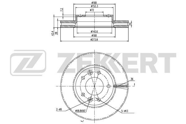 Zekkert BS-5691 Front brake disc ventilated BS5691