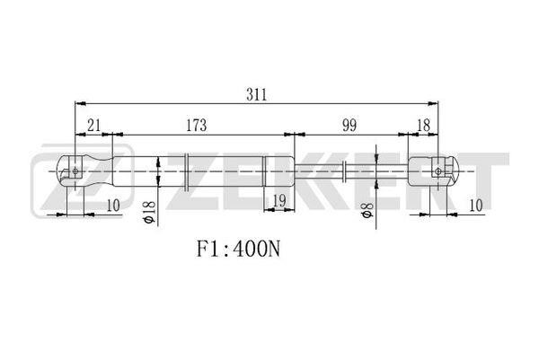 Zekkert GF-2358 Gas hood spring GF2358