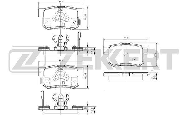 Zekkert BS-1258 Brake Pad Set, disc brake BS1258