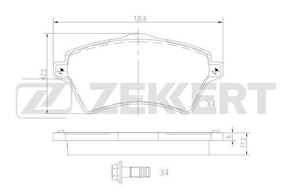 Zekkert BS-2916 Brake Pad Set, disc brake BS2916