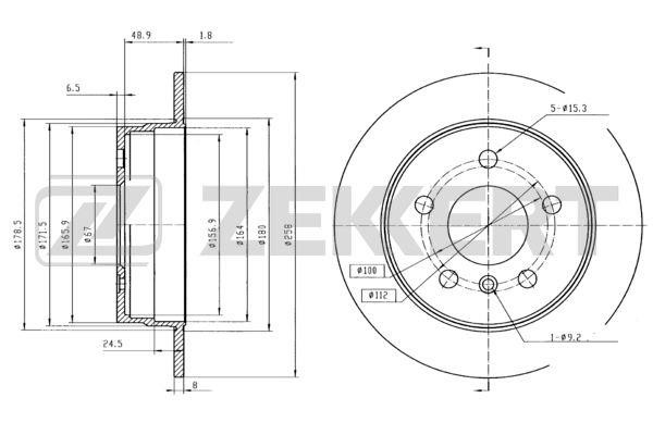 Zekkert BS-5771 Rear brake disc, non-ventilated BS5771