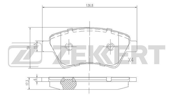Zekkert BS-2826 Brake Pad Set, disc brake BS2826