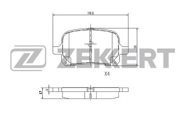 Zekkert BS-1116 Brake Pad Set, disc brake BS1116