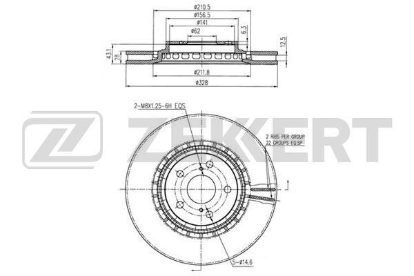 Zekkert BS-5460 Front brake disc ventilated BS5460