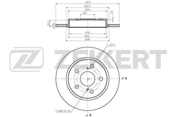 Zekkert BS-5419 Rear brake disc, non-ventilated BS5419