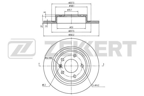 Zekkert BS-5755 Rear brake disc, non-ventilated BS5755