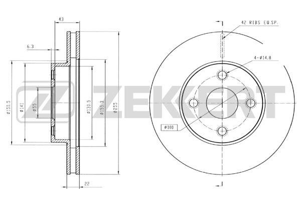 Zekkert BS-5777 Front brake disc ventilated BS5777