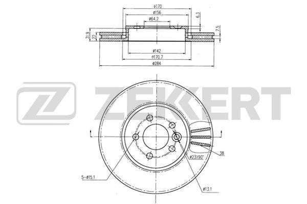 Zekkert BS-5811 Front brake disc ventilated BS5811