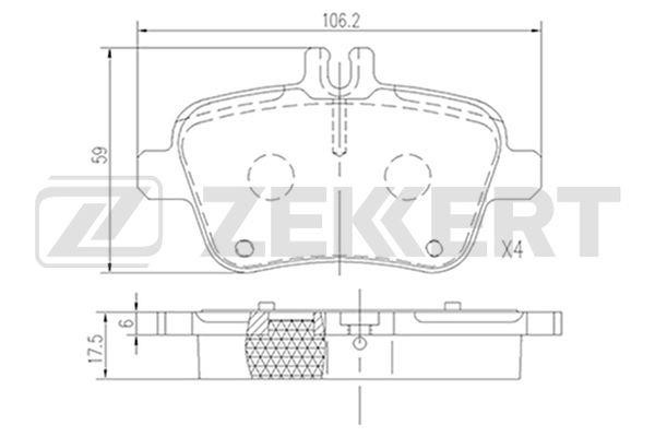 Zekkert BS-2949 Rear disc brake pads, set BS2949