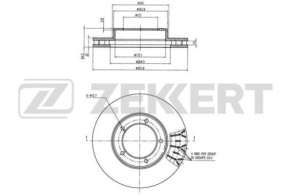 Zekkert BS-5802 Front brake disc ventilated BS5802
