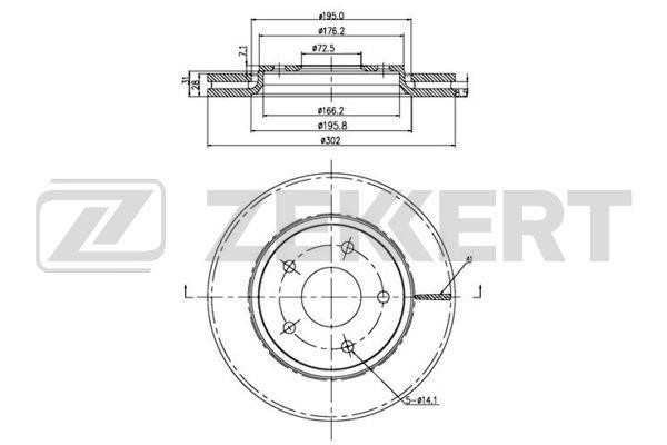 Zekkert BS-5505 Front brake disc ventilated BS5505