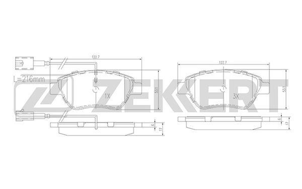 Zekkert BS-1167 Brake Pad Set, disc brake BS1167