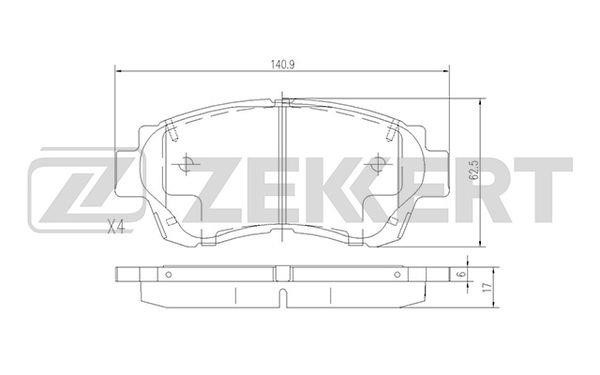 Zekkert BS-2080 Brake Pad Set, disc brake BS2080