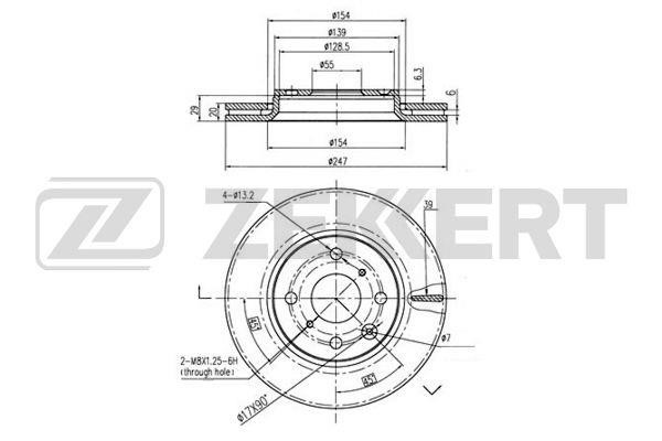Zekkert BS-5415 Front brake disc ventilated BS5415
