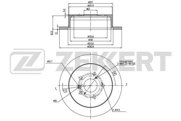 Zekkert BS-5706 Rear brake disc, non-ventilated BS5706