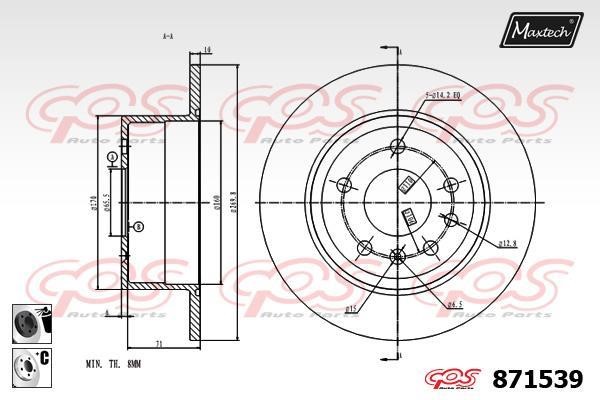 MaxTech 871539.6060 Rear brake disc, non-ventilated 8715396060