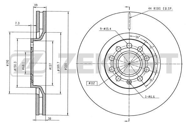 Zekkert BS-5245 Front brake disc ventilated BS5245