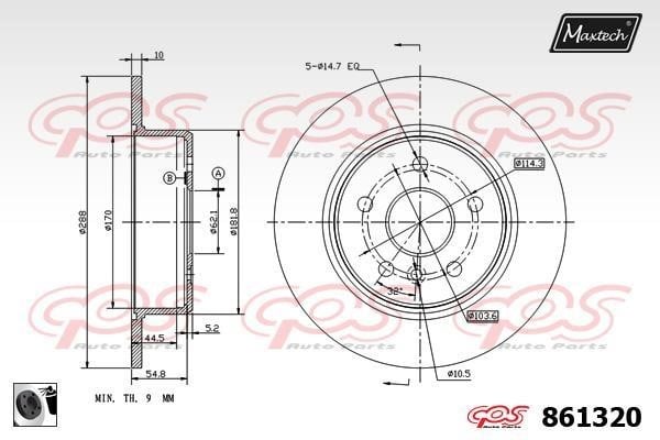 MaxTech 861320.0060 Rear brake disc, non-ventilated 8613200060