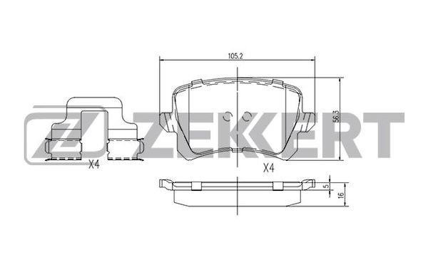 Zekkert BS-1168 Brake Pad Set, disc brake BS1168