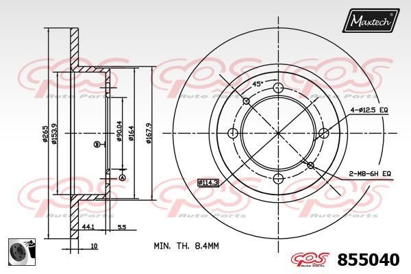 MaxTech 855040.0060 Rear brake disc, non-ventilated 8550400060