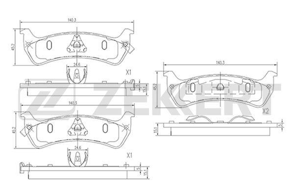Zekkert BS-2105 Rear disc brake pads, set BS2105
