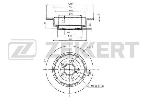 Zekkert BS-5180 Rear brake disc, non-ventilated BS5180