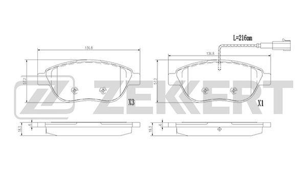 Zekkert BS-1389 Rear disc brake pads, set BS1389