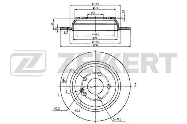 Zekkert BS-5417 Rear brake disc, non-ventilated BS5417