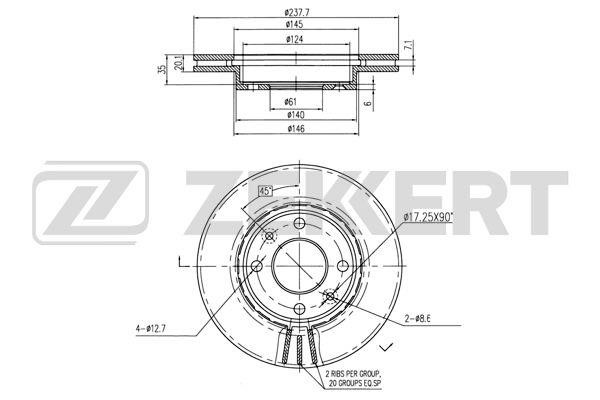 Zekkert BS-5106 Front brake disc ventilated BS5106
