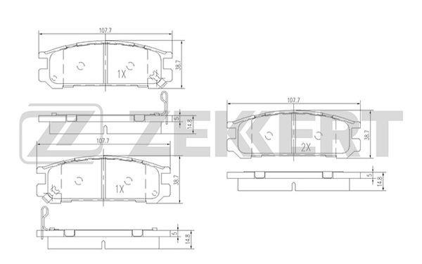 Zekkert BS-2133 Rear disc brake pads, set BS2133