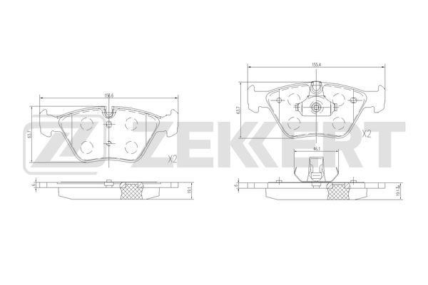 Zekkert BS-1370 Brake Pad Set, disc brake BS1370