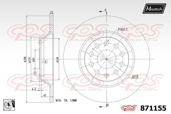 MaxTech 871155.0080 Rear brake disc, non-ventilated 8711550080