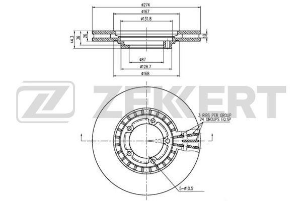 Zekkert BS-5645 Front brake disc ventilated BS5645